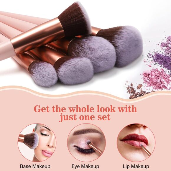 17PCs Pink Makeup Medium Brushes Kit With Organizer Travel Case - Picture 4 of 4